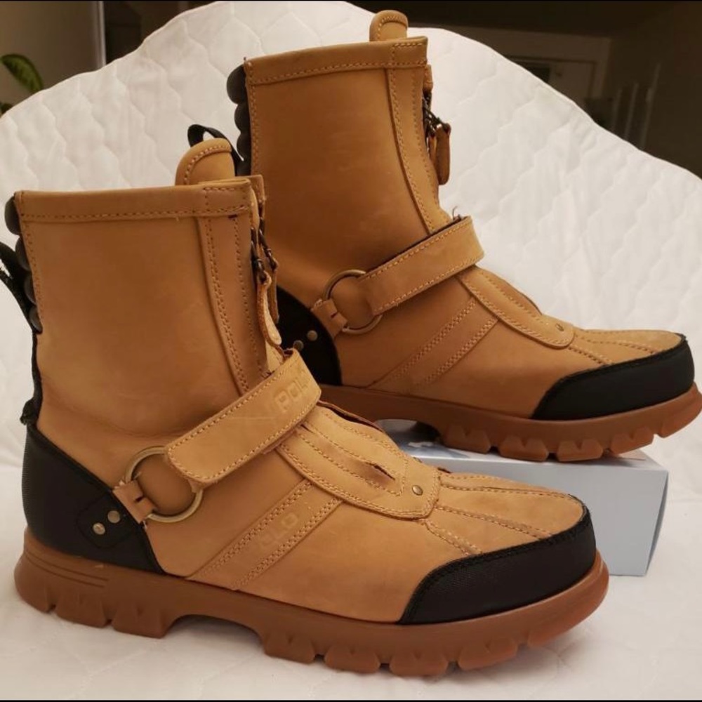 Ralph Lauren Polo Brand, Men’s High Ankle Boots, Tan- Colored Suede, Siz…